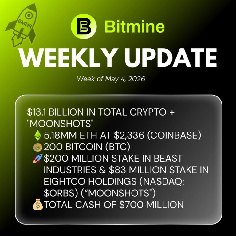 Bitmine Immersion Technologies (BMNR) Announces ETH Holdings Reach 5.18 Million Tokens, And Total Crypto And Total Cash Holdings Of $13.1 Billion Bitmine Immersion Technologies (BMNR) Announces ETH Holdings Reach 5.18 Million Tokens, And Total Crypto And Total Cash Holdings Of $13.1 Billion