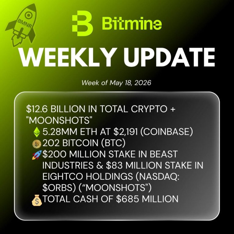 Bitmine Immersion Technologies (BMNR) Announces ETH Holdings Reach 5.28 Million Tokens, And Total Crypto And Total Cash Holdings Of $12.6 Billion Bitmine Immersion Technologies (BMNR) Announces ETH Holdings Reach 5.28 Million Tokens, And Total Crypto And Total Cash Holdings Of $12.6 Billion